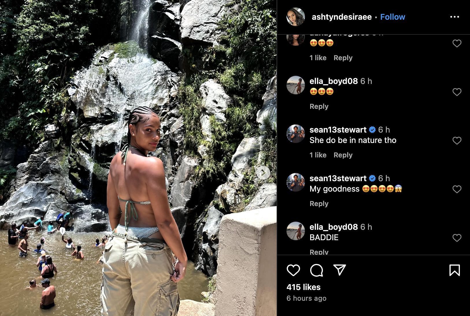 Sean Stewart's comments on Ashtyn Sims' post (Credit: Instagram/@ashtyndesiraee)